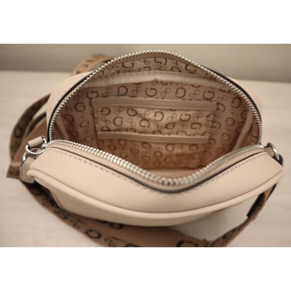 Guess SF948971 Beige PU Saffiano Leather Lya Mini Double-Zip Crossbody Bag - Picture 8 of 13